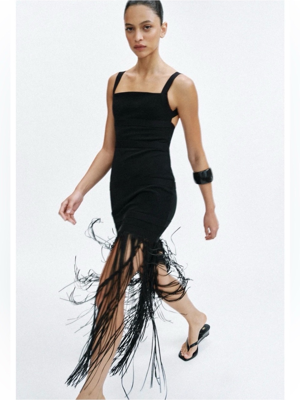 ZARA Black Fringe  Dress NWT❗️ Ref:5584/293